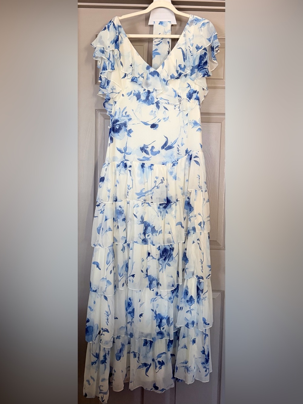 Ralph Lauren White and Blue Floral Tiered Maxi Dress - Picture 2 of 6